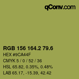 カラーコード: RGB 156 164.2 79.6 | qconv.com