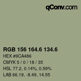 カラーコード: RGB 156 164.6 134.6 | qconv.com