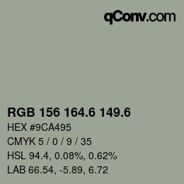 カラーコード: RGB 156 164.6 149.6 | qconv.com
