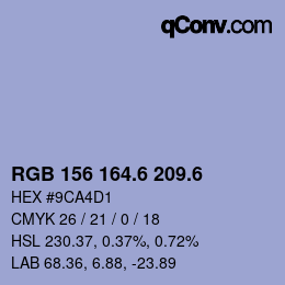 カラーコード: RGB 156 164.6 209.6 | qconv.com