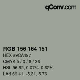 颜色代码: RGB 156 164 151 | qconv.com