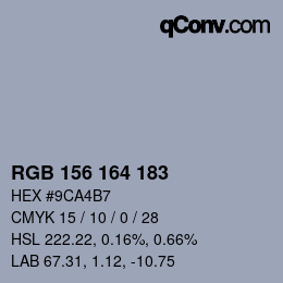 カラーコード: RGB 156 164 183 | qconv.com