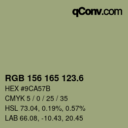 カラーコード: RGB 156 165 123.6 | qconv.com