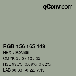 カラーコード: RGB 156 165 149 | qconv.com