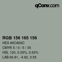 カラーコード: RGB 156 165 156 | qconv.com