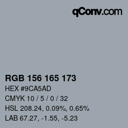 Code couleur: RGB 156 165 173 | qconv.com