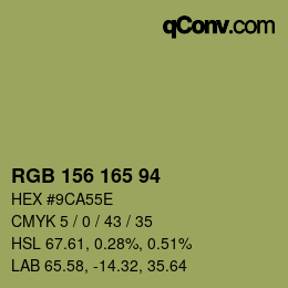 Código de color: RGB 156 165 94 | qconv.com