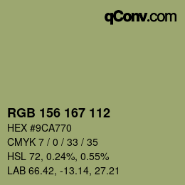 Code couleur: RGB 156 167 112 | qconv.com