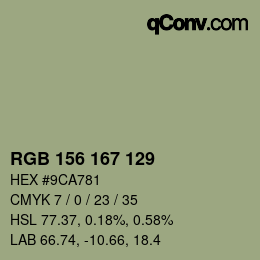 Farbcode: RGB 156 167 129 | qconv.com