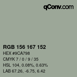Color code: RGB 156 167 152 | qconv.com