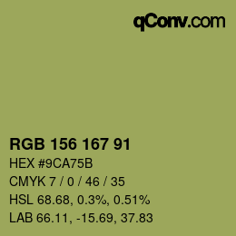 Farbcode: RGB 156 167 91 | qconv.com