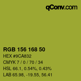 Code couleur: RGB 156 168 50 | qconv.com