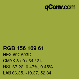 Color code: RGB 156 169 61 | qconv.com