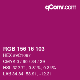 Color code: RGB 156 16 103 | qconv.com