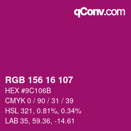カラーコード: RGB 156 16 107 | qconv.com