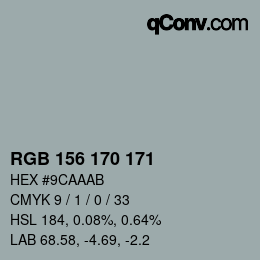Color code: RGB 156 170 171 | qconv.com