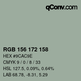 颜色代码: RGB 156 172 158 | qconv.com
