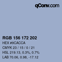 颜色代码: RGB 156 172 202 | qconv.com