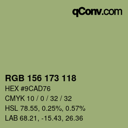 カラーコード: RGB 156 173 118 | qconv.com