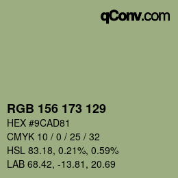 カラーコード: RGB 156 173 129 | qconv.com