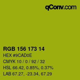 颜色代码: RGB 156 173 14 | qconv.com