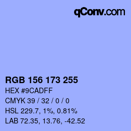 颜色代码: RGB 156 173 255 | qconv.com