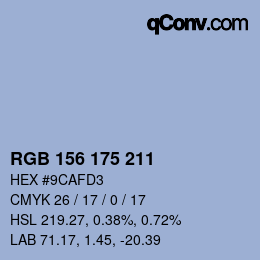 颜色代码: RGB 156 175 211 | qconv.com