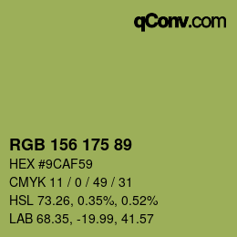 カラーコード: RGB 156 175 89 | qconv.com