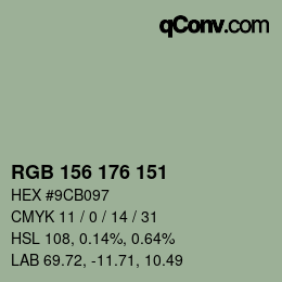 颜色代码: RGB 156 176 151 | qconv.com