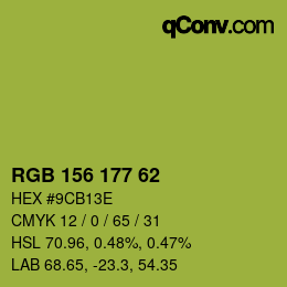 Color code: RGB 156 177 62 | qconv.com