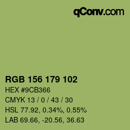 Color code: RGB 156 179 102 | qconv.com