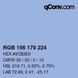 Color code: RGB 156 179 224 | qconv.com