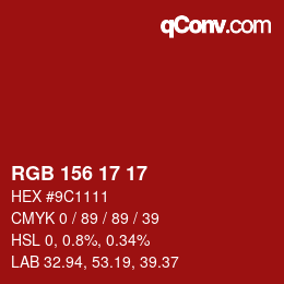 Farbcode: RGB 156 17 17 | qconv.com
