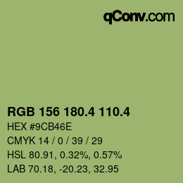 カラーコード: RGB 156 180.4 110.4 | qconv.com