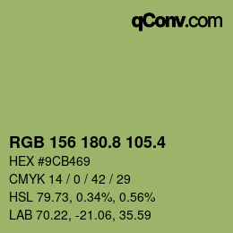 カラーコード: RGB 156 180.8 105.4 | qconv.com