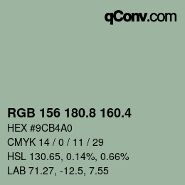 カラーコード: RGB 156 180.8 160.4 | qconv.com