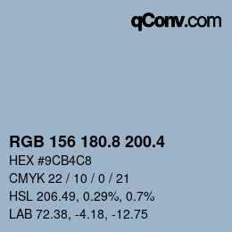 カラーコード: RGB 156 180.8 200.4 | qconv.com