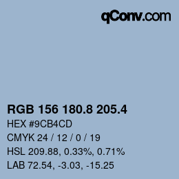 カラーコード: RGB 156 180.8 205.4 | qconv.com