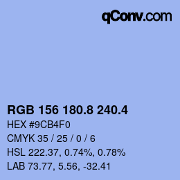 カラーコード: RGB 156 180.8 240.4 | qconv.com