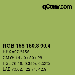 カラーコード: RGB 156 180.8 90.4 | qconv.com