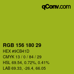 カラーコード: RGB 156 180 29 | qconv.com