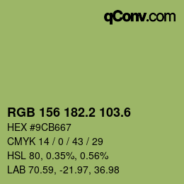 カラーコード: RGB 156 182.2 103.6 | qconv.com
