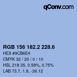 カラーコード: RGB 156 182.2 228.6 | qconv.com