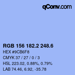 カラーコード: RGB 156 182.2 248.6 | qconv.com