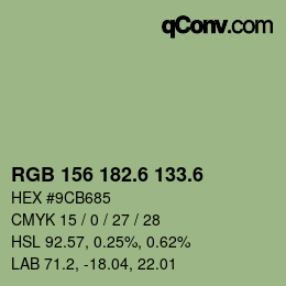 カラーコード: RGB 156 182.6 133.6 | qconv.com