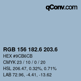 カラーコード: RGB 156 182.6 203.6 | qconv.com