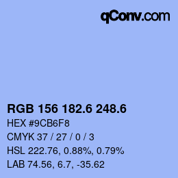 カラーコード: RGB 156 182.6 248.6 | qconv.com