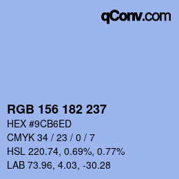 Color code: RGB 156 182 237 | qconv.com