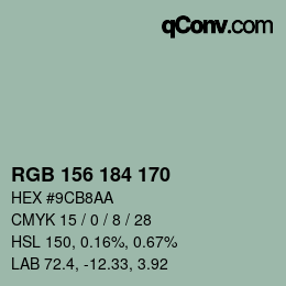 Color code: RGB 156 184 170 | qconv.com