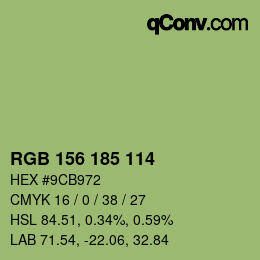 Color code: RGB 156 185 114 | qconv.com